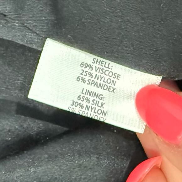 Eileen Fisher Black Ponte Asymmetrical Neck Sheath Sleeveless Pencil Dress Sz 10 - Picture 4 of 10